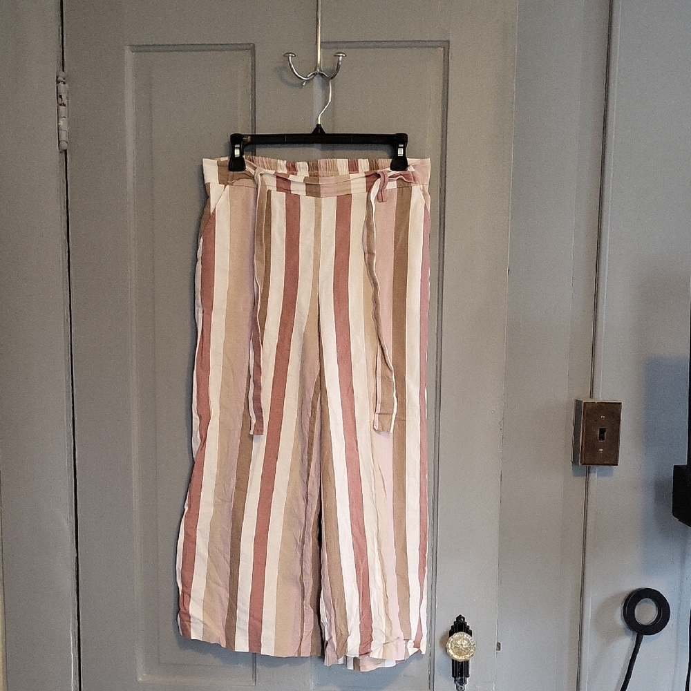 Sigrid Olsen Pink and Brown Striped Pants